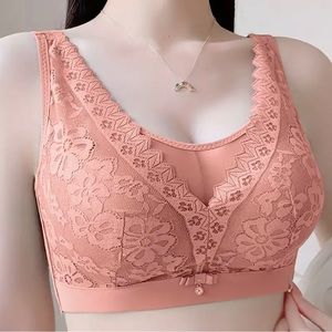 Contrast Lace Wireless Bra, Comfortable and Breathable Push Up Bra, Women's